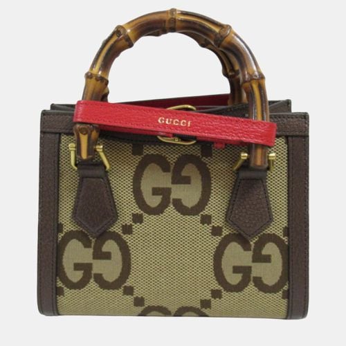 Gucci Mini Canvas Bamboo Jumbo GG Diana Satchel Bag - Gucci - Modalova