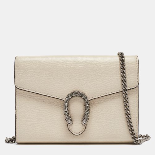 Gucci Off White Leather Mini Crystals Dionysus Shoulder Bag - Gucci - Modalova