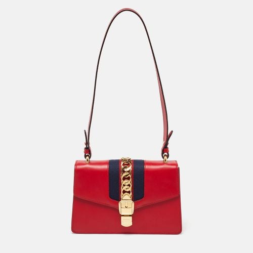 Gucci Red Leather Small Web Sylvie Shoulder Bag - Gucci - Modalova