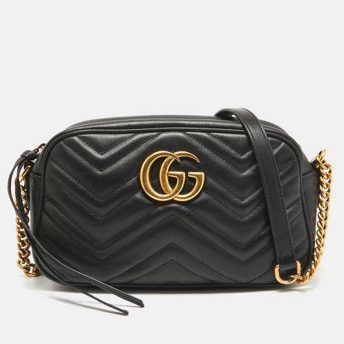 Gucci Black Matelassé Leather Small GG Marmont Camera Shoulder Bag - Gucci - Modalova