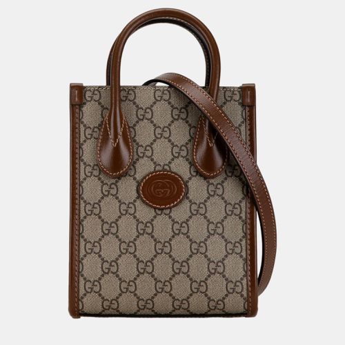 Gucci Beige/Brown Mini GG Supreme Interlocking G Satchel - Gucci - Modalova