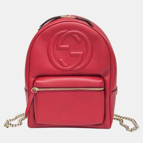 Gucci Red Soho Interlocking G Leather Backpack - Gucci - Modalova