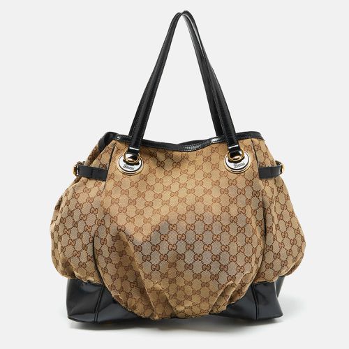 Gucci Beige/Black GG Canvas and Patent Leather Full Moon Tote - Gucci - Modalova