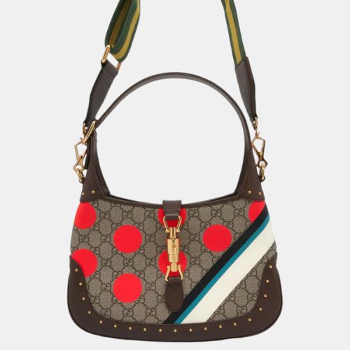 Gucci Jackie 1961 Geometric Print Small Shoulder Bag Beige/Brown/Multicolor PVC Leather Size Small - Gucci - Modalova