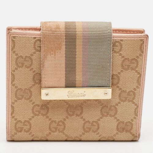 Gucci Beige/Pink GG Canvas and Leather French Flap Wallet - Gucci - Modalova