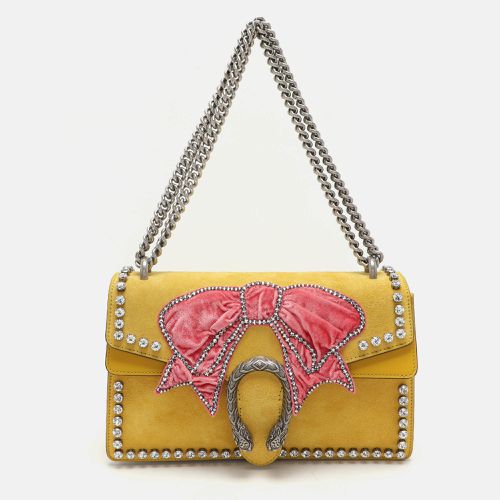 Gucci Yellow Suede Crystal Bow Embroidered Dionysus Shoulder Bag - Gucci - Modalova