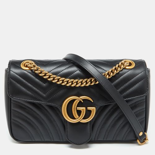 Gucci Black Leather GG Marmont Small Flap Shoulder Bag - Gucci - Modalova