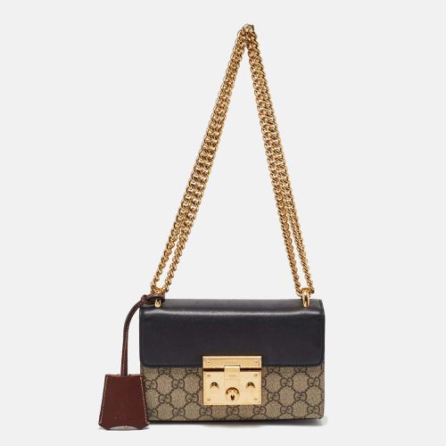 Gucci Beige/Black GG Supreme Canvas and Leather Padlock Small Shoulder Bag - Gucci - Modalova