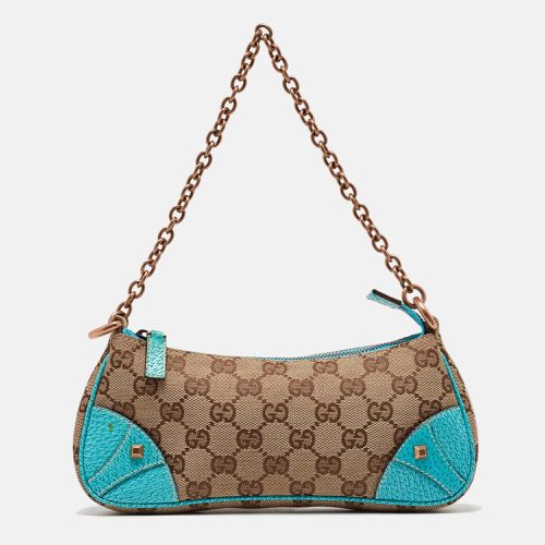 Gucci Beige/Blue GG Canvas and Leather Baguette Bag - Gucci - Modalova