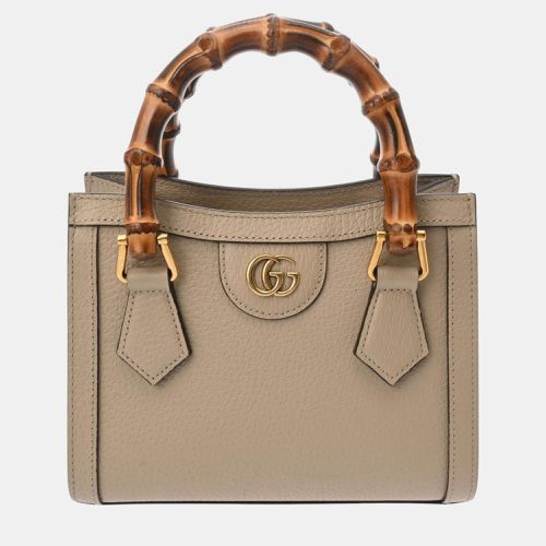 Gucci Diana Beige Leather Bamboo Handbag - Gucci - Modalova