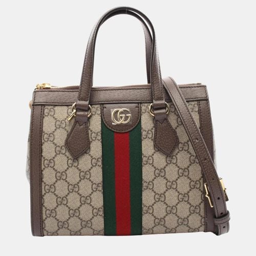 Gucci Beige Multicolor Coated Canvas Leather Ophidia Gg Small Tote Bag - Gucci - Modalova