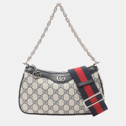 Gucci Beige Navy Coated Canvas Leather Ophidia Small Gg Supreme Handbag - Gucci - Modalova