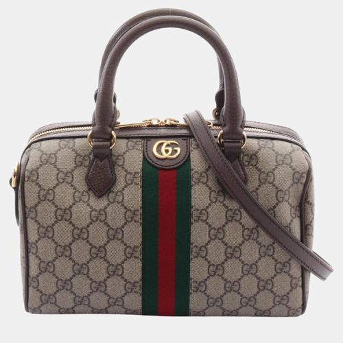 Gucci Beige Brown Coated Canvas Leather Ophidia Gg Supreme Small Bag - Gucci - Modalova