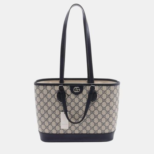 Gucci Coated Canvas Leather Navy Beige Ophidia Small Gg Supreme Tote Bag - Gucci - Modalova