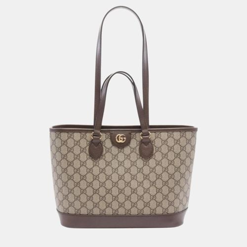 Gucci Coated Canvas Leather Beige Brown Ophidia Small Gg Supreme Tote Bag - Gucci - Modalova