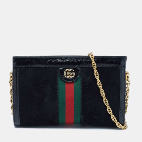 Gucci Black Patent Leather and Suede Small Ophidia Shoulder Bag - Gucci - Modalova