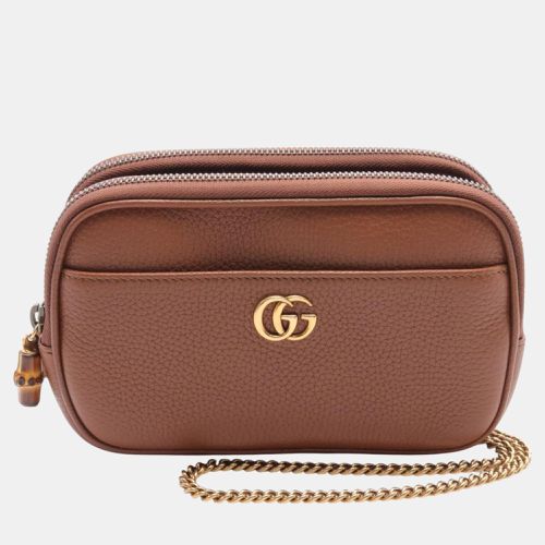 Gucci Leather Brown Bamboo Super Double G Shoulder Bag - Gucci - Modalova