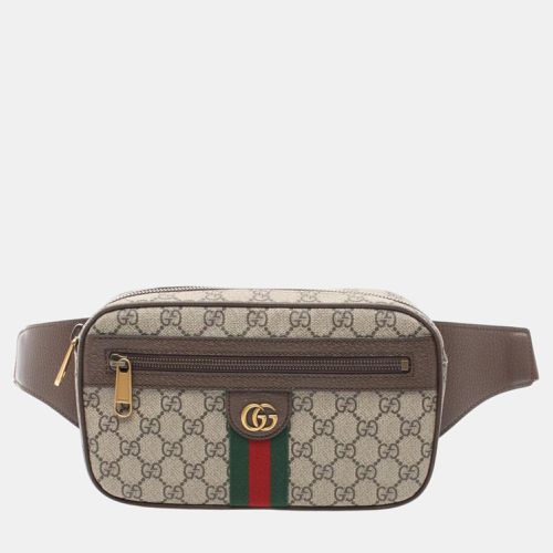 Gucci Beige Brown Multicolor Coated Canvas Leather Ophidia GG Supreme Waist Bag - Gucci - Modalova