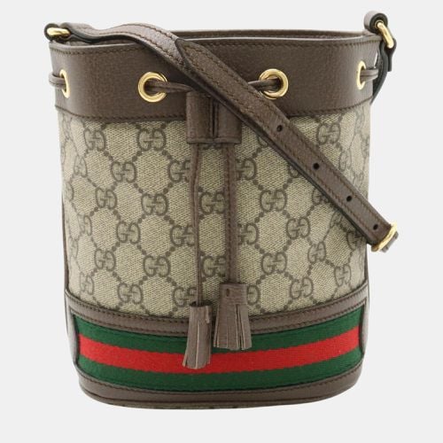 Gucci Leather Beige Mocha Brown Ophidia GG Supreme Bucket Bag - Gucci - Modalova