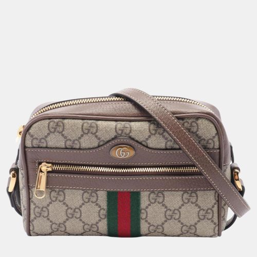 Gucci Coated Canvas Leather Beige Brown Multicolor Ophidia GG Marmont Shoulder Bag - Gucci - Modalova