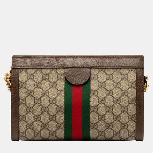 Gucci Beige Brown PVC Leather GG Supreme Ophidia Small Sherry Line Chain Shoulder Bag - Gucci - Modalova