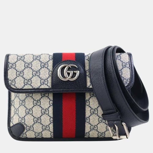 Gucci Canvas Navy Silver Belt Ophidia GG Supreme Waist Bag - Gucci - Modalova