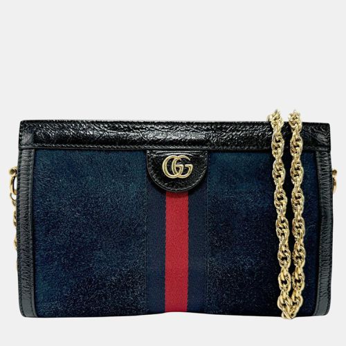 Ophidia Suede Leather Navy Red Gold Shoulder Bag - Gucci - Modalova