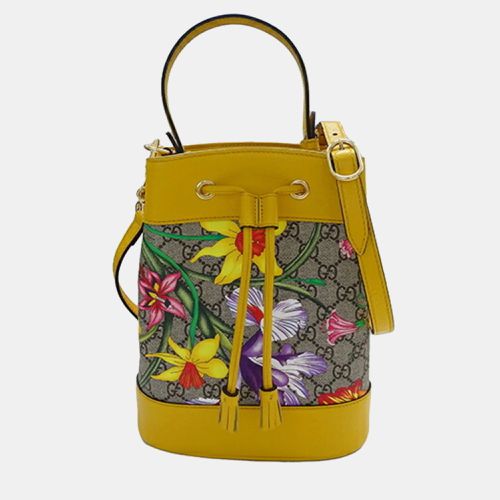 Gucci Yellow Multi Supreme Canvas GG Flora Small Bucket Handbag - Gucci - Modalova