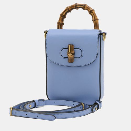 Gucci Calf Blue Bamboo Shoulder Bag - Gucci - Modalova