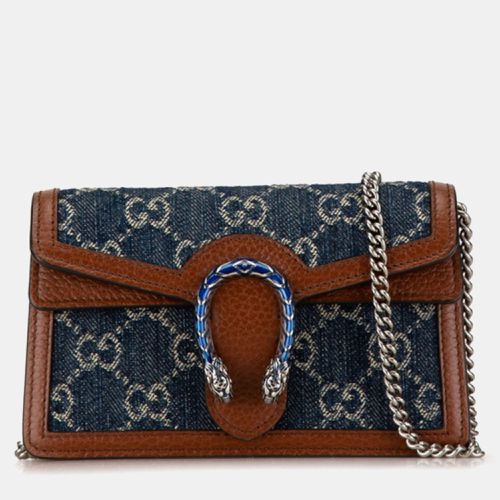 Gucci Navy Brown Denim Leather Dionysus Chain Shoulder Bag - Gucci - Modalova