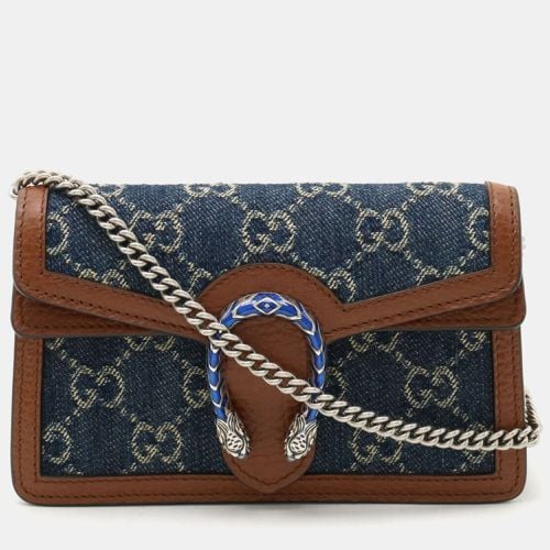 Gucci Navy Brown Dionysus GG Denim Super Chain Shoulder Bag - Gucci - Modalova