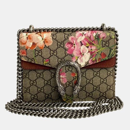 Gucci Brown Dionysus GG Supreme Flora Flower Leather Chain Semi Shoulder Bag - Gucci - Modalova