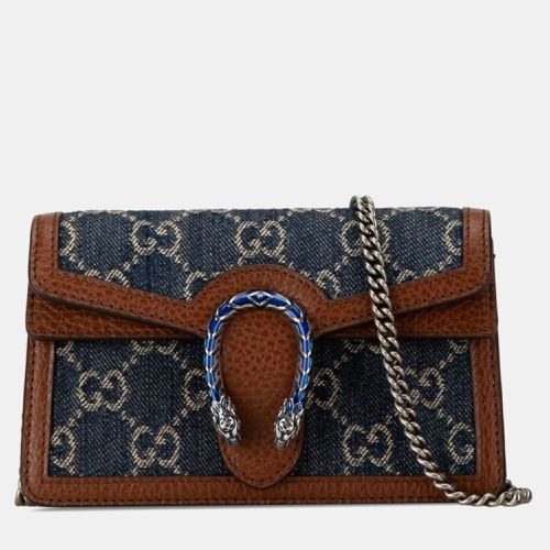 Gucci Navy Brown Leather GG Denim Dionysus Chain Shoulder Bag - Gucci - Modalova