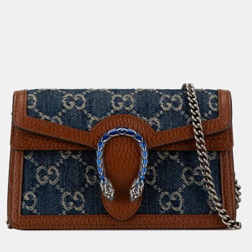 Gucci Blue Brown Leather GG Denim Dionysus Chain Shoulder Bag - Gucci - Modalova