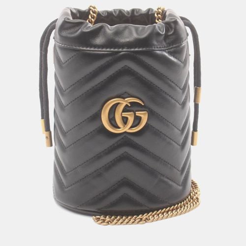 Gucci Leather Black GG Marmont Bucket Bag - Gucci - Modalova