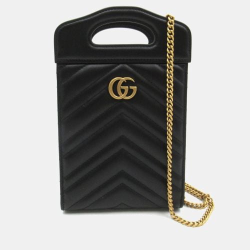 Gucci Black Calfskin (cowhide) GG Marmont Mini Top Handle Bag - Gucci - Modalova