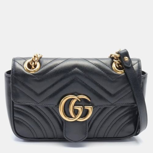 Gucci Leather Black GG Marmont Shoulder Bag - Gucci - Modalova