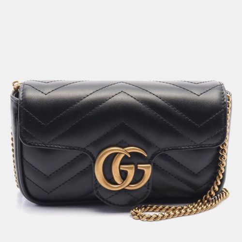 Gucci Leather Black GG Marmont Super Bag - Gucci - Modalova