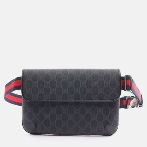 Gucci Coated Canvas Leather Black Grey GG Supreme Belt Bag - Gucci - Modalova