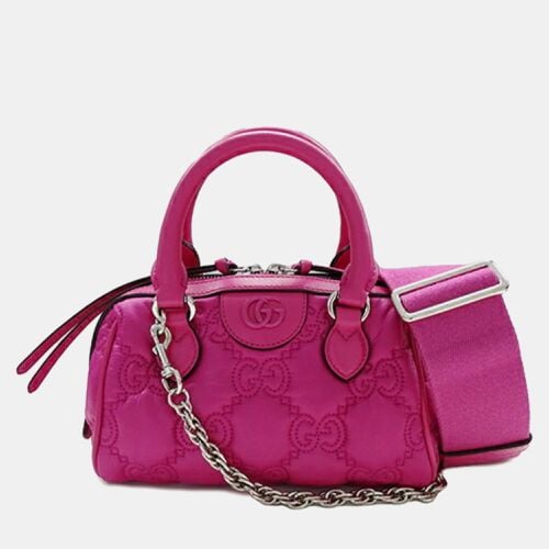 Gucci Nylon Leather Pink GG Matelasse Boston Handbag - Gucci - Modalova