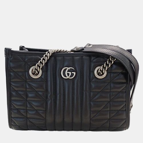 Gucci Black Leather GG Marmont Chain Tote Bag - Gucci - Modalova