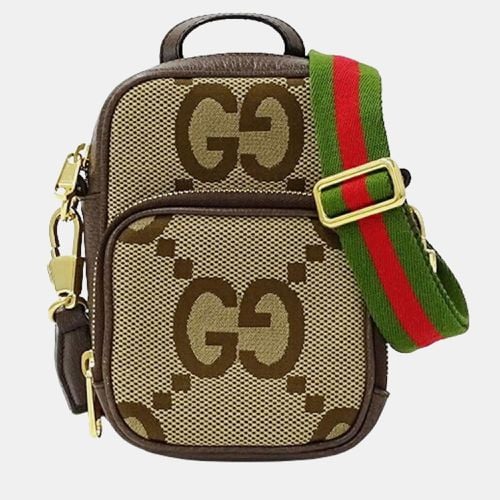 Gucci Canvas Brown Beige Jumbo GG Compact Bag - Gucci - Modalova