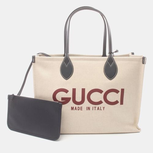 Gucci Canvas Leather Beige Navy Bordeaux Printed Bag - Gucci - Modalova