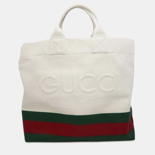 Gucci Canvas White Embossed Details Tote Bag - Gucci - Modalova