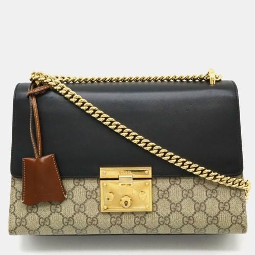 Gucci PVC Leather Beige Black Brown GG Supreme Padlock Shoulder Bag - Gucci - Modalova