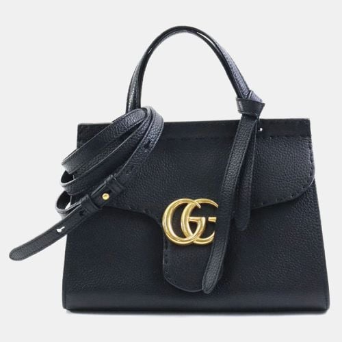 Gucci Leather Black Gold GG Marmont Crossbody Bag - Gucci - Modalova