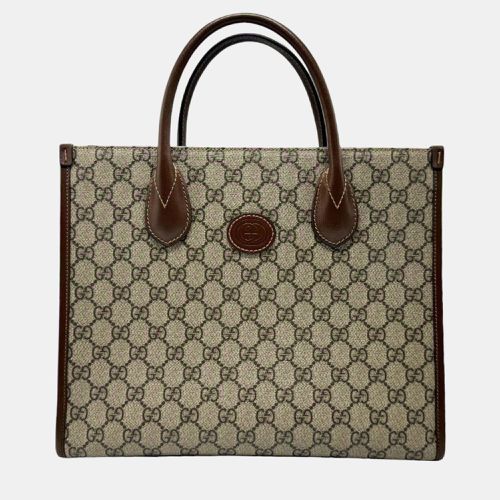 Gucci Beige Brown Gold GG Supreme Small Tote Bag - Gucci - Modalova