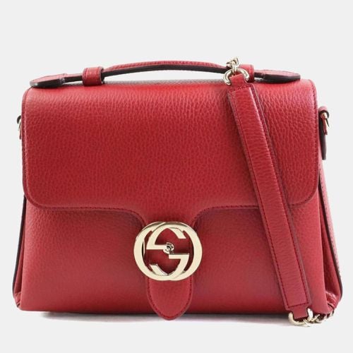 Gucci Leather/Metal Dark Red/Gold Interlocking G Shoulder Bag - Gucci - Modalova