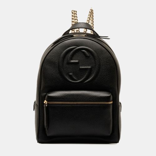 Gucci Black Leather Interlocking G Soho Chain Backpack - Gucci - Modalova