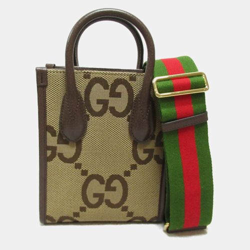 Gucci Brown leather canvas Jumbo GG Shoulder Bag - Gucci - Modalova